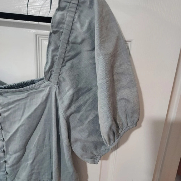 NWT Who What Wear Chambray Light Blue Twill Puff Sleeve Mini Dress in Size XXL - Picture 6 of 8